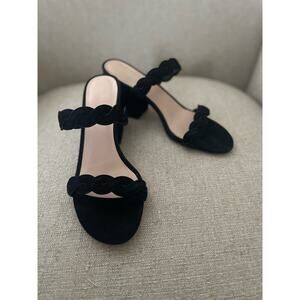 Stuart Weitzman Twistie Block 75 Suede Sandal, 3 in Black, Adult, S53